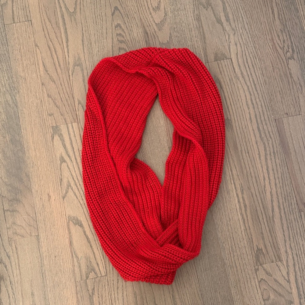 Cozy Red Knit Infinity Scarf
